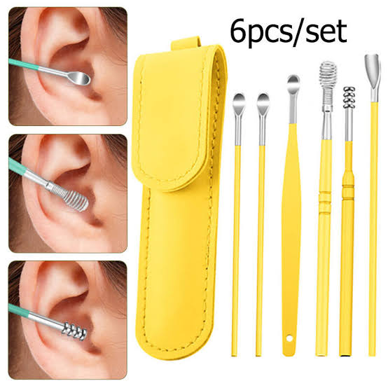 Ear Wax Cleaning Kit, 6 Pcs Ear Pick Tools, Wax Removal Kit, Ear Cleaning Tool Set, Spring Earwax Cleaner Tool Ear Wax Remover